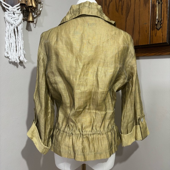 Ruby Rd Green Jacket Size 6 Green Metallic Utility Boho Gorpcore Style - Picture 4 of 9